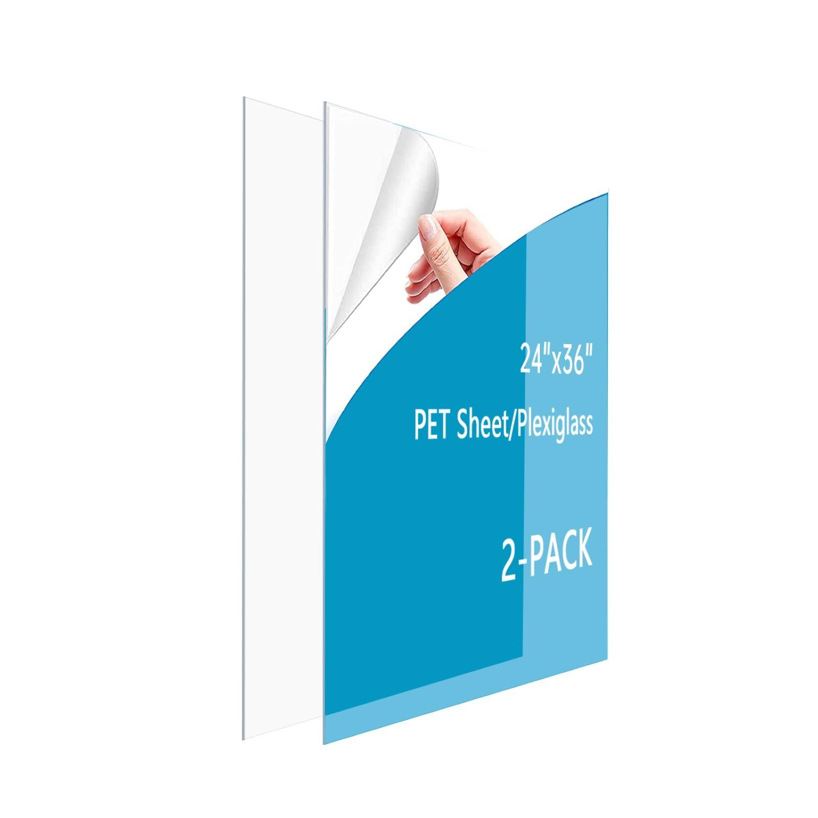 24x36 Inch Plexiglass Panels/Plastic Sheet (2Pack, 0.03" Thick) - Shatterproo...