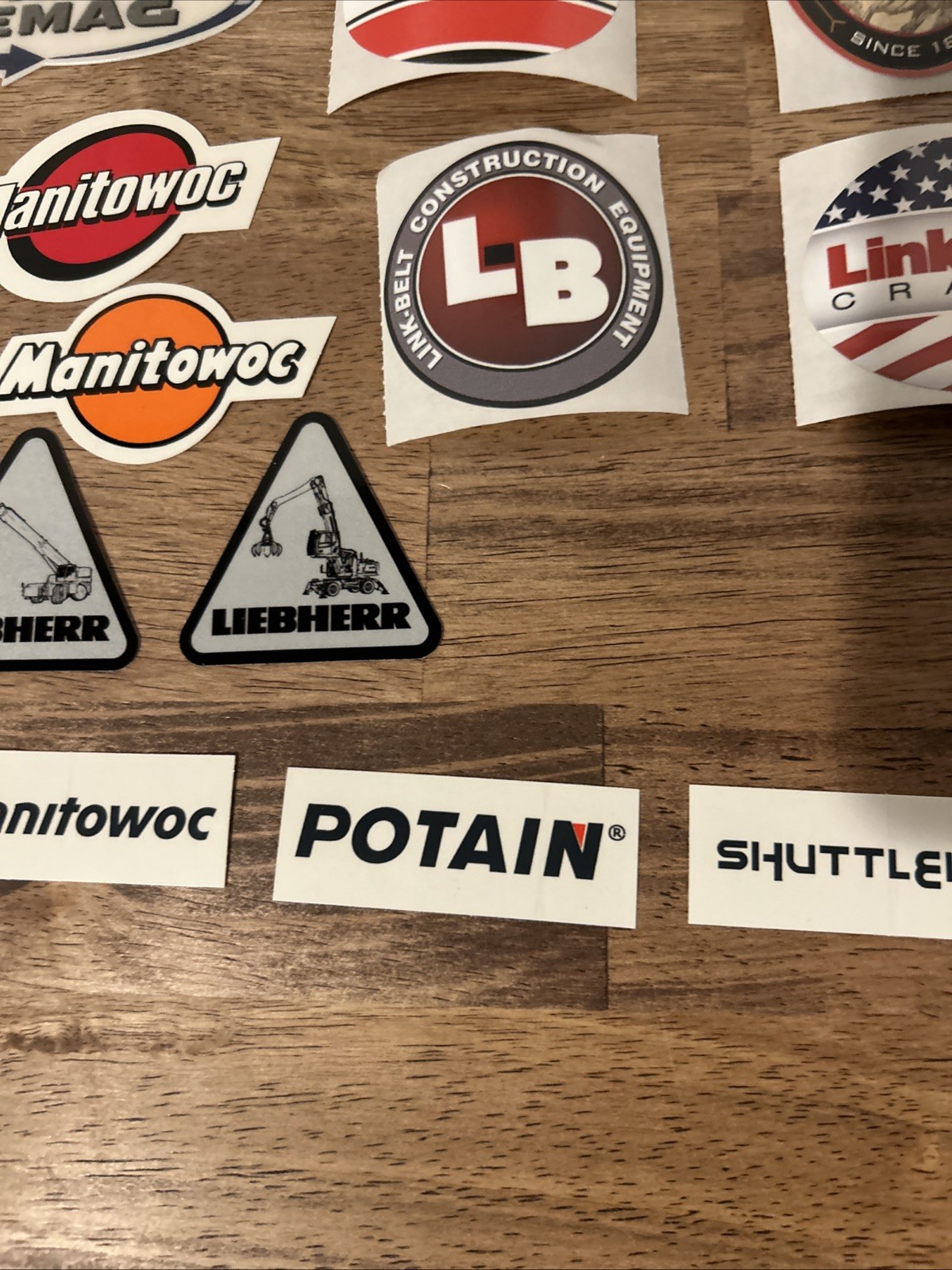 Lot Of 20 Manitowoc Link Belt Liebherr Tadano Grove Etc Cranes Hardhat Stickers
