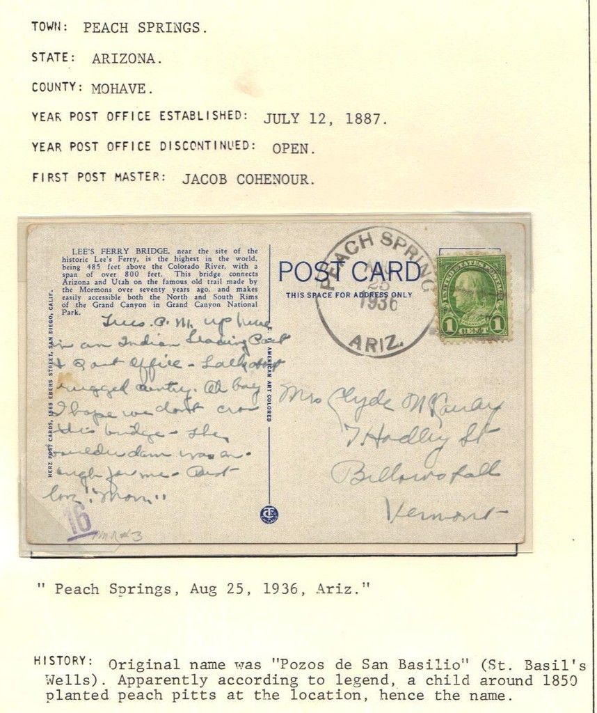 US 1887-1920's ARIZONA COLL OF 7 DIFF TOWN CVRS & PC INC TERRITORIAL & DISC PD's