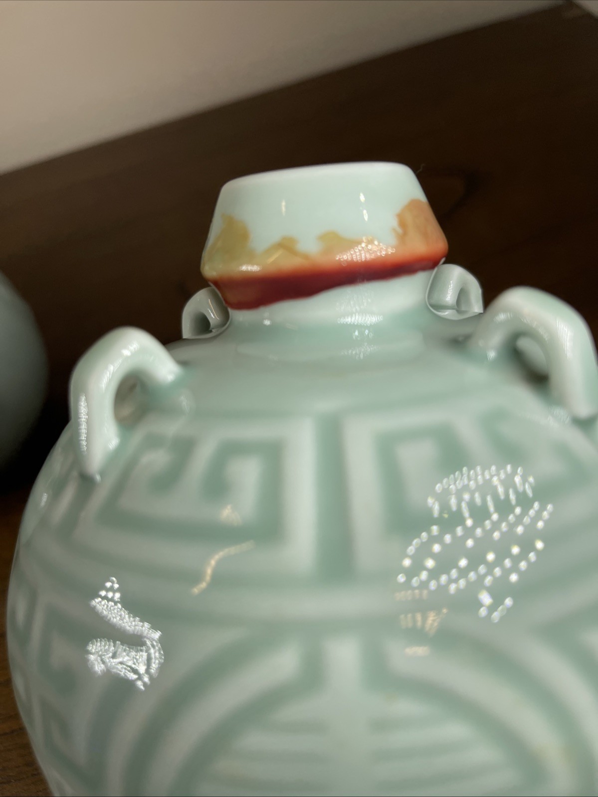 (2) Vtg Rice Wine Gourd Shaped Ceramic Pottery Bottles Empty Celadon Glaze