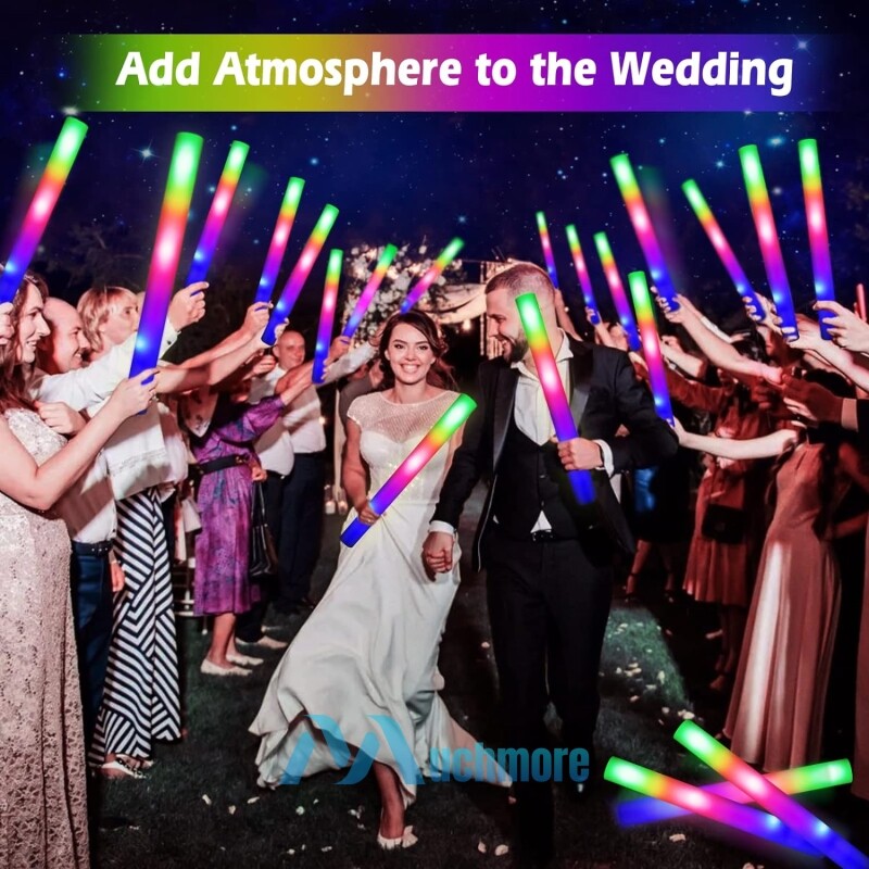 72PCS Light Up Foam Glow Sticks LED Wands Batons DJ Party Flashing Bulk 3 Modes