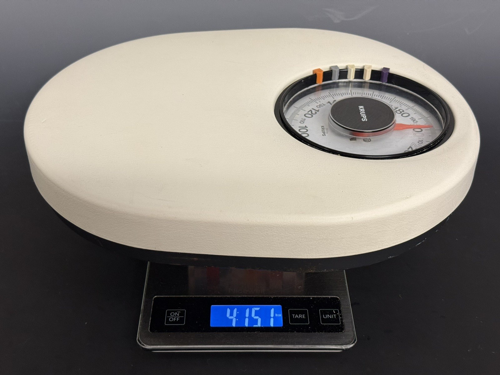 MCM Genuine Vintage Krups ‘Cyclops’ Or UFO Bathroom Scale, Cream, Works Great!