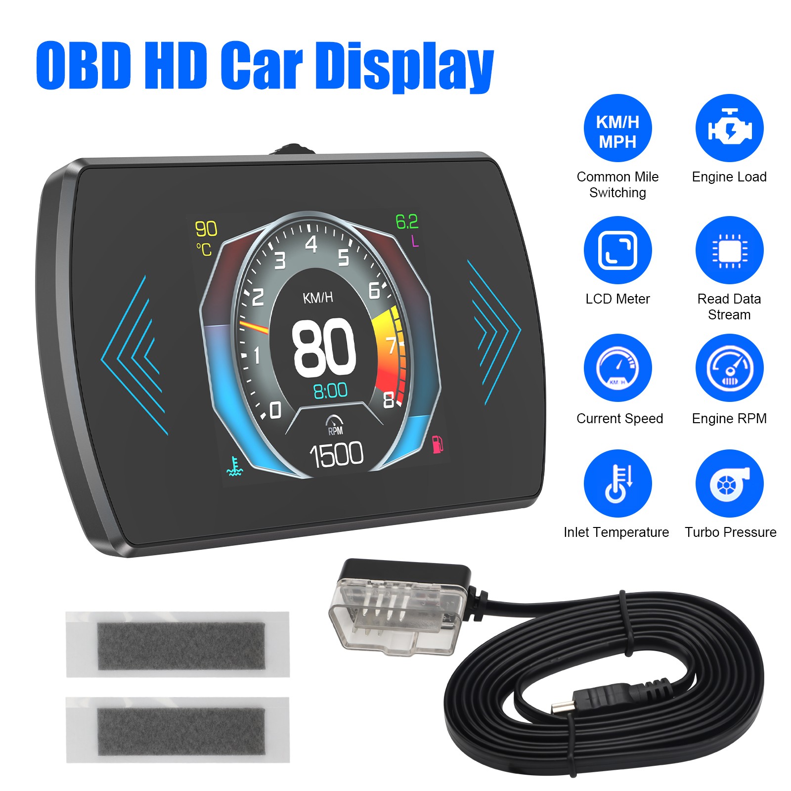 OBD2 HUD Head Up Display Speedometer RPM Voltage Fuel Consumption Digital Gauge