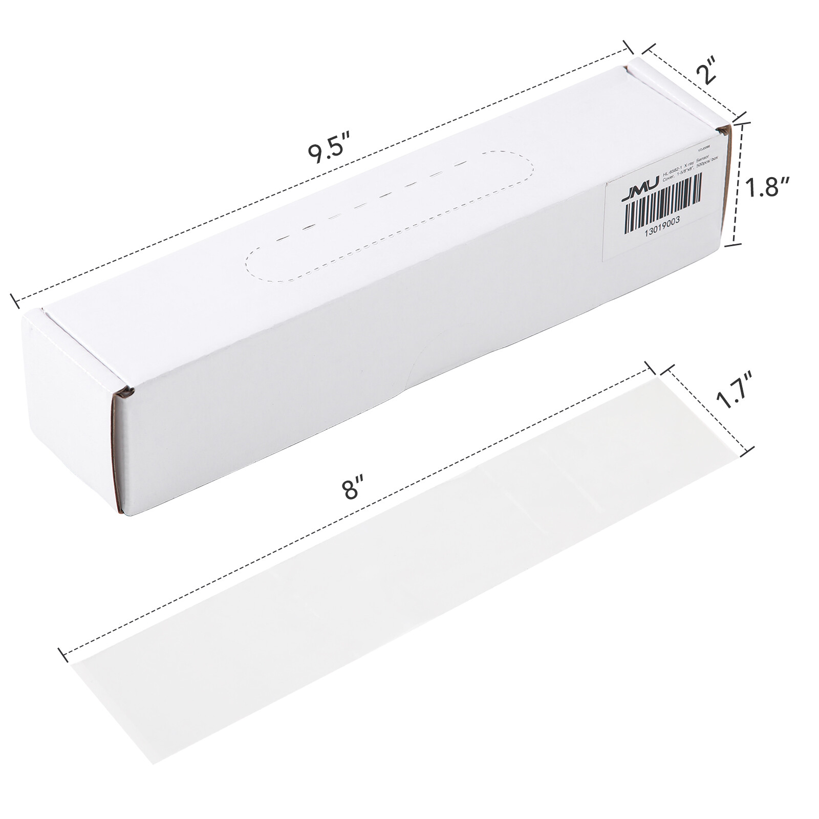 JMU Dental X-ray Sensor Cover Barrier Sleeves 1-5/8''x8'' 1-3/8''x8'' 500pcs