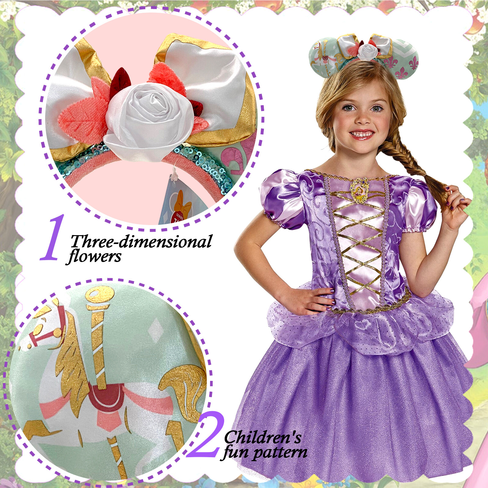 Disney~Parks The Main Attraction Minnie Mouse Ears King Arthur Carousel Headband