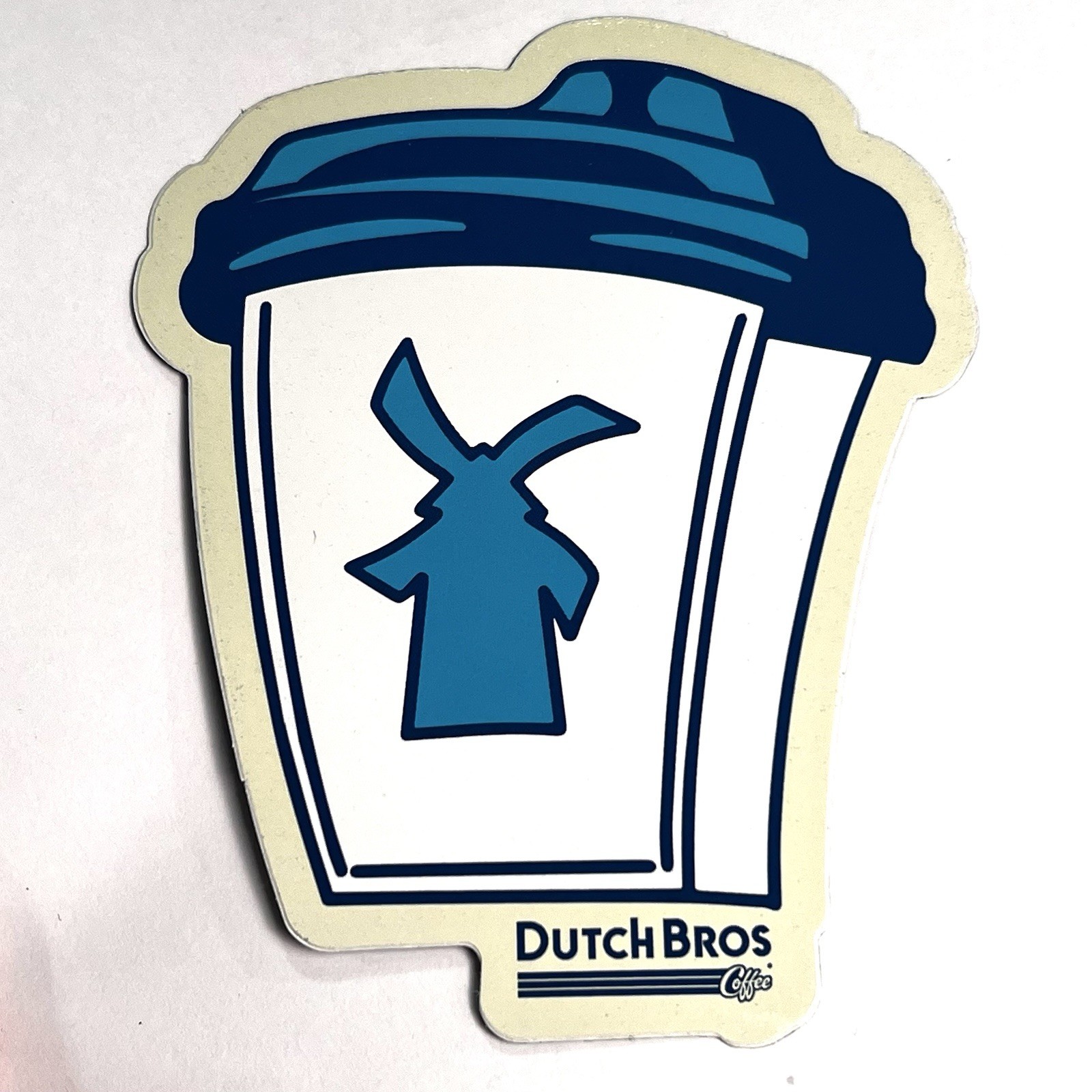 Dutch Bros Blue & White Coffee Cup Sticker Retro Design Free Shipping NEW