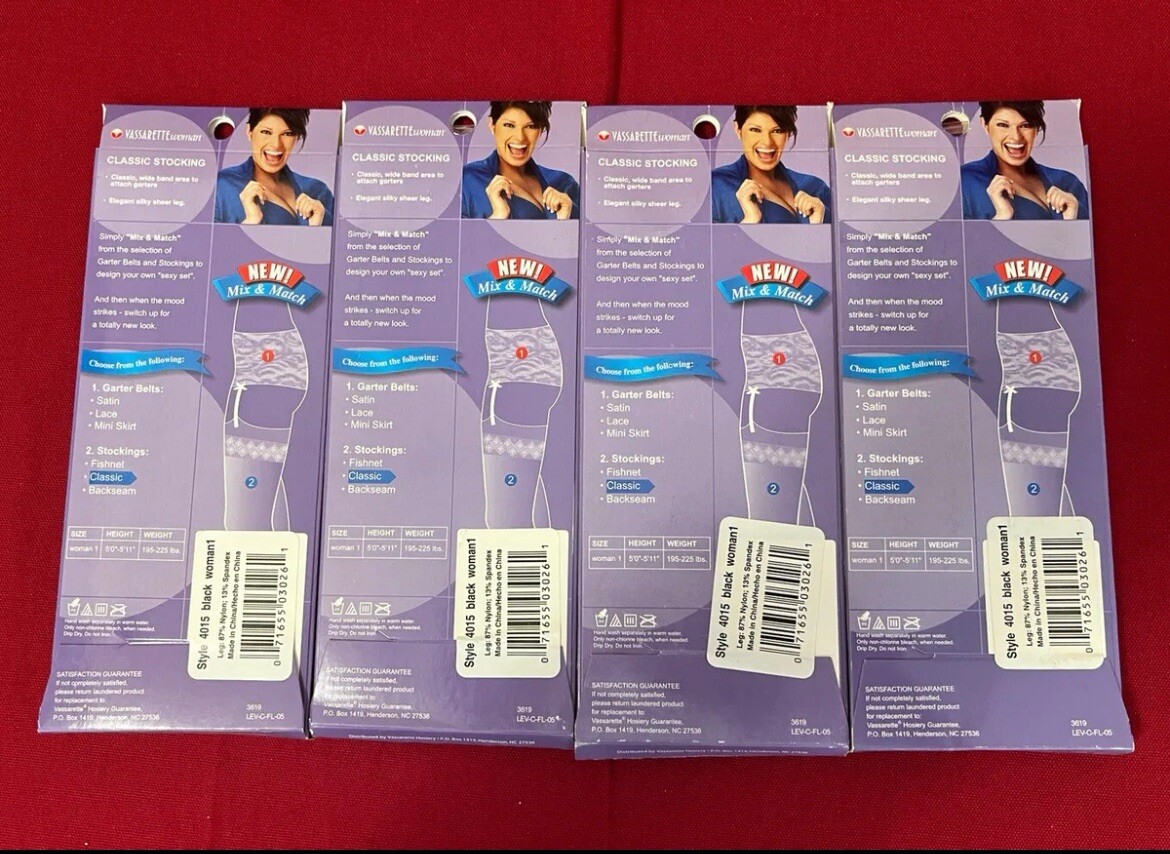 VASSARETTE CLASSIC STOCKINGS 4 PAIR, Color: Black, Size Woman 1 (Plus) 4015
