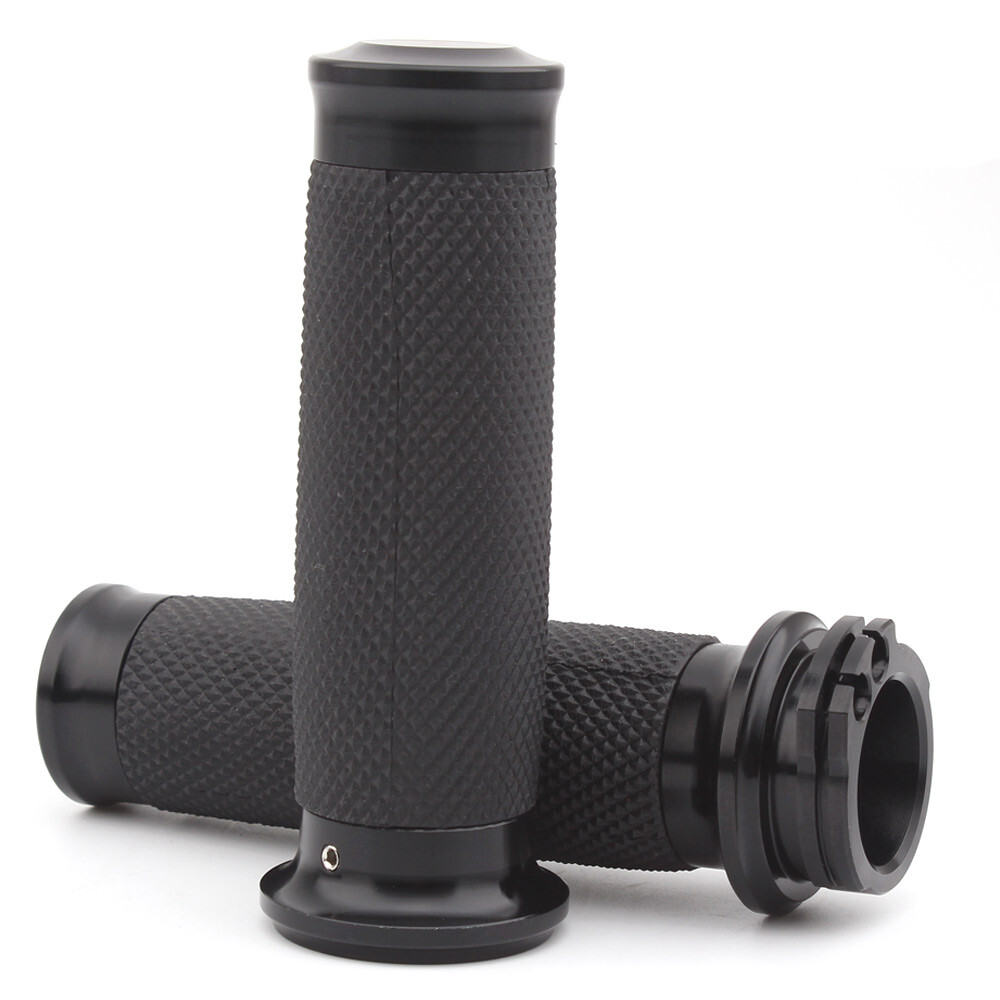 Pair Aluminum 1" Black Handle Bar Hand Grips Fit For Harley Sportster Road King