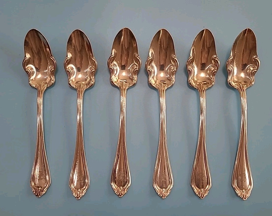 Vintage Set Of 6 A.S. CO 6" Ornate Spoons With Monogram "B" Flatware Silverware