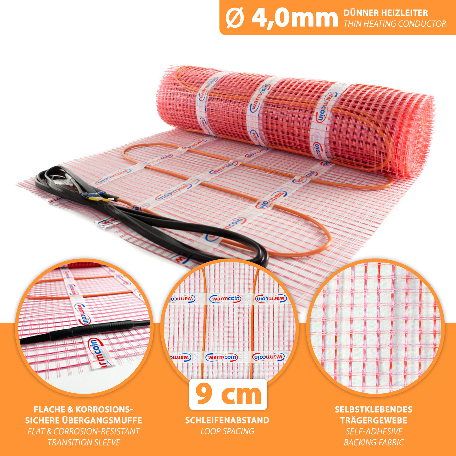 Elektrische Fußbodenheizung Bodenheizung elektro 160W elektrisch Fliese Bad Set