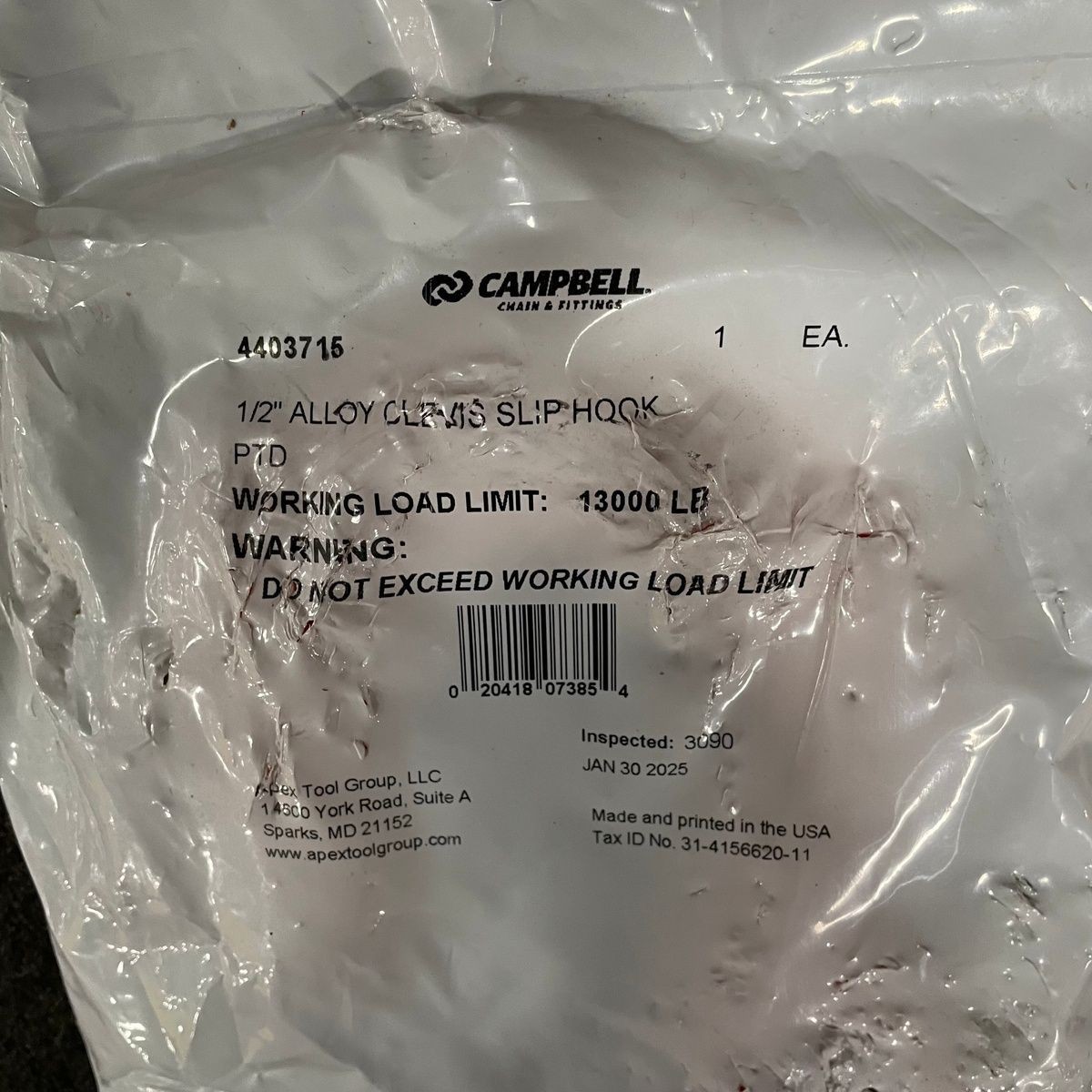 Campbell #4403715 Clevis Slip Hook 1/2 in 13000 lb Alloy Steel Orange*