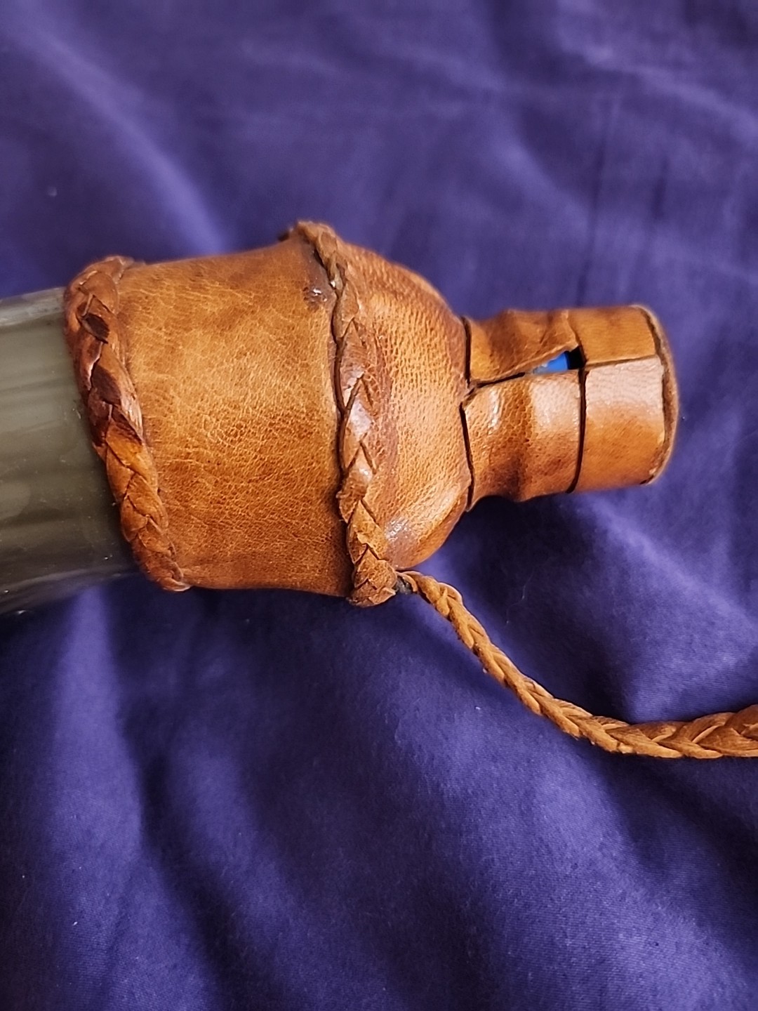 Rare | Handmade Bull Horn Drinking Flask Leather | Vintage HTF Fun Unique Viking