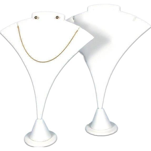 2 Necklace Earring White Faux Leather Combo Display
