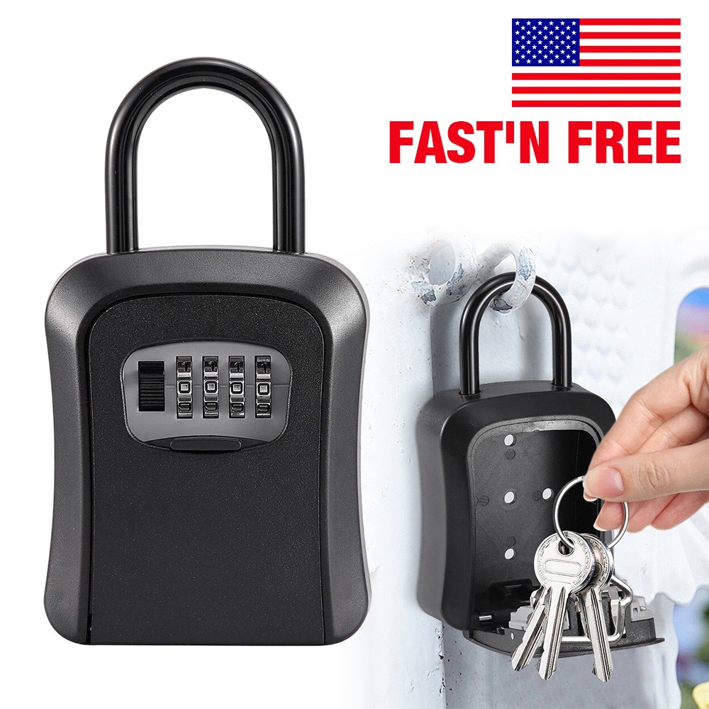 Key Lock Box 4-Digit Combination Lockbox Waterproof Key Safe Security Storage