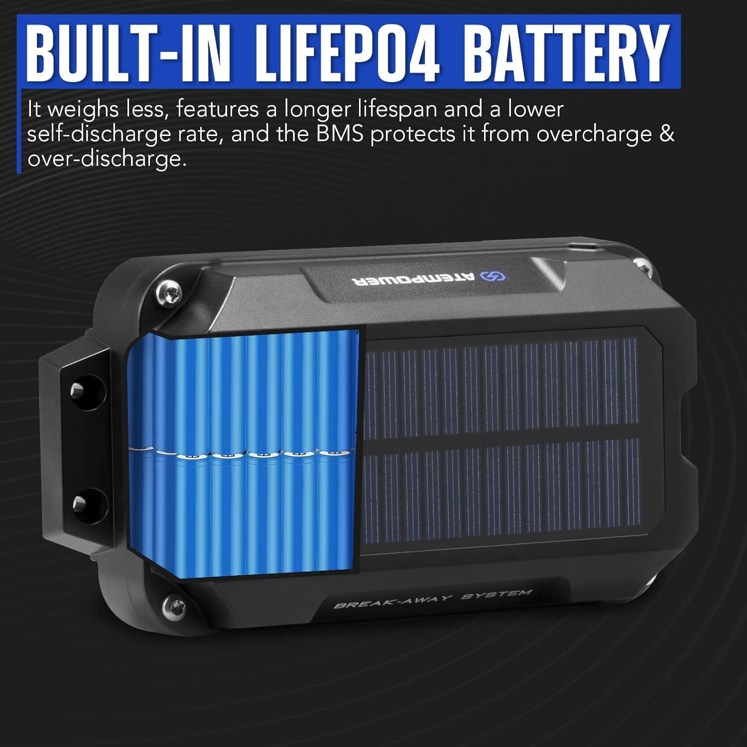 Trailer Breakaway Kit Brake Controller with Switch 12V 3AH LifePO4 Lithium