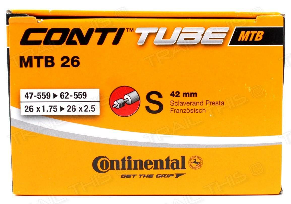 Two (2) Pack Continental 26 x 1.75 - 2.5 42mm RVC Presta MTB Bicycle Inner Tubes