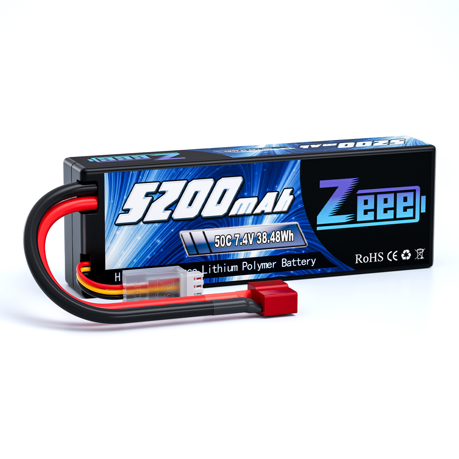 Zeee 2S Lipo Battery 5200mAh 7.4V 50C Deans for RC Car Truck Heli Airplane Drone