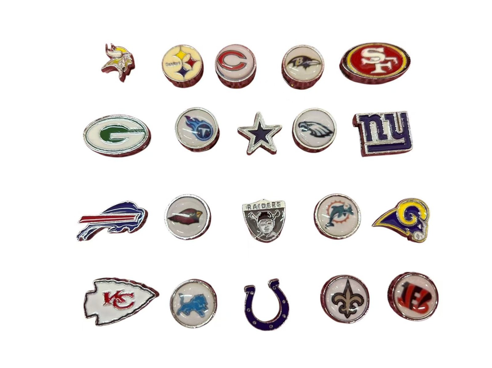 Set of 20pc NFL football sports Slide Charm fits 8mm slide bracelet/ ribbons