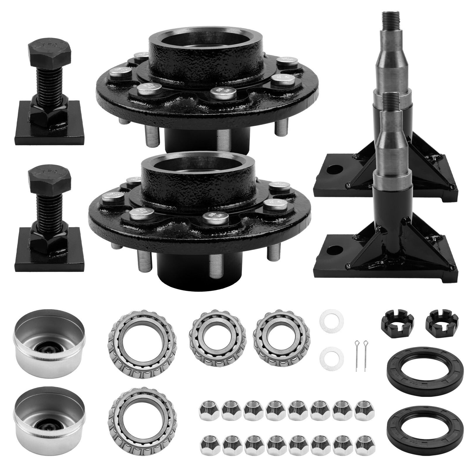 8 x 6.5 Lug Bolt On Wheels Fit For shipping Container Hub and Spindle Kit 8000LB