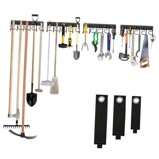 Metal Garage Tool Organizer Wall Mount Garden Tool Organizer With 4 Pack