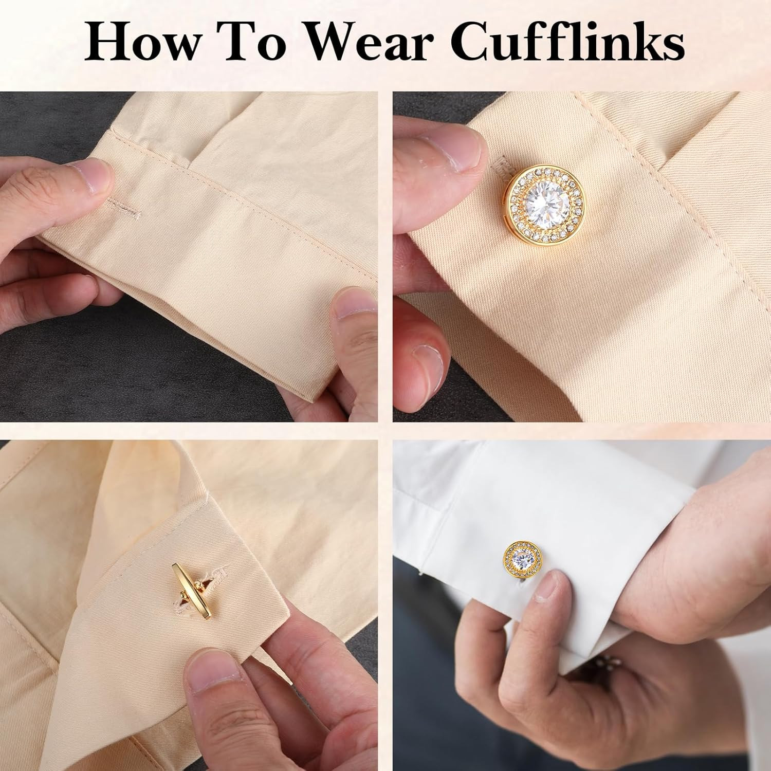 Cufflinks for Men Cuff Links Diamond Crystal Cuff Mens Personalized Classic roun