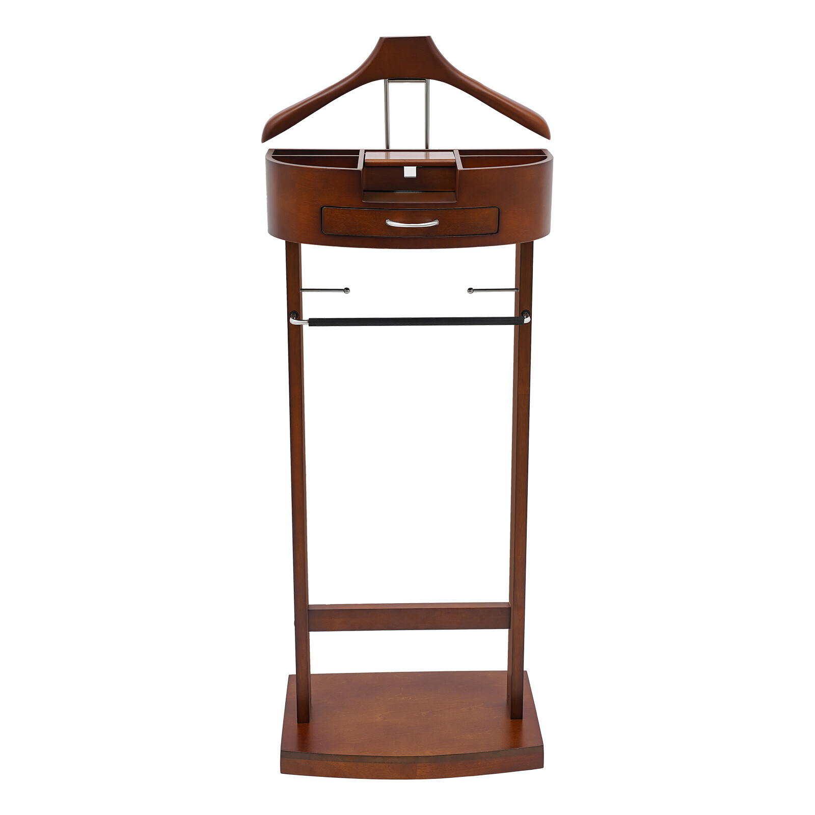 Modern Wood Suit Rack Freestanding Clothing Valet Stand Brown For Home Indoor US
