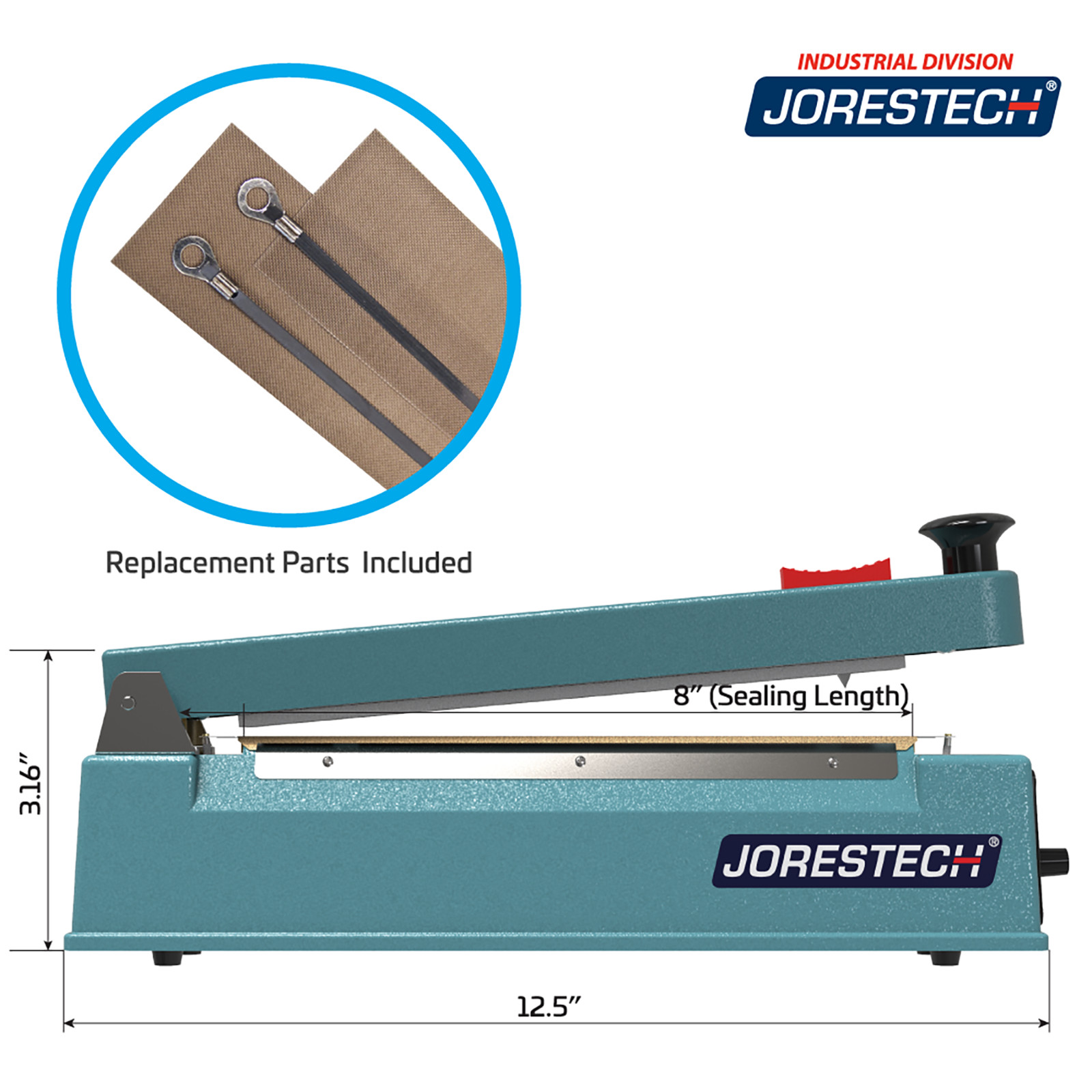 8" Tabletop Impulse Poly Tubing Sealer with Cutter Jorestech