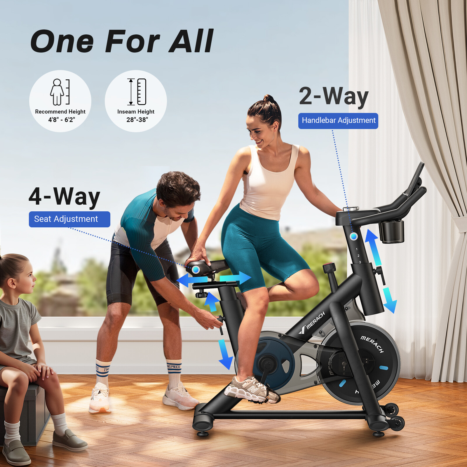 MERACH S26 Home Exercise Bike Quiet Stationary Fitness Bicycle Workout Fullbody