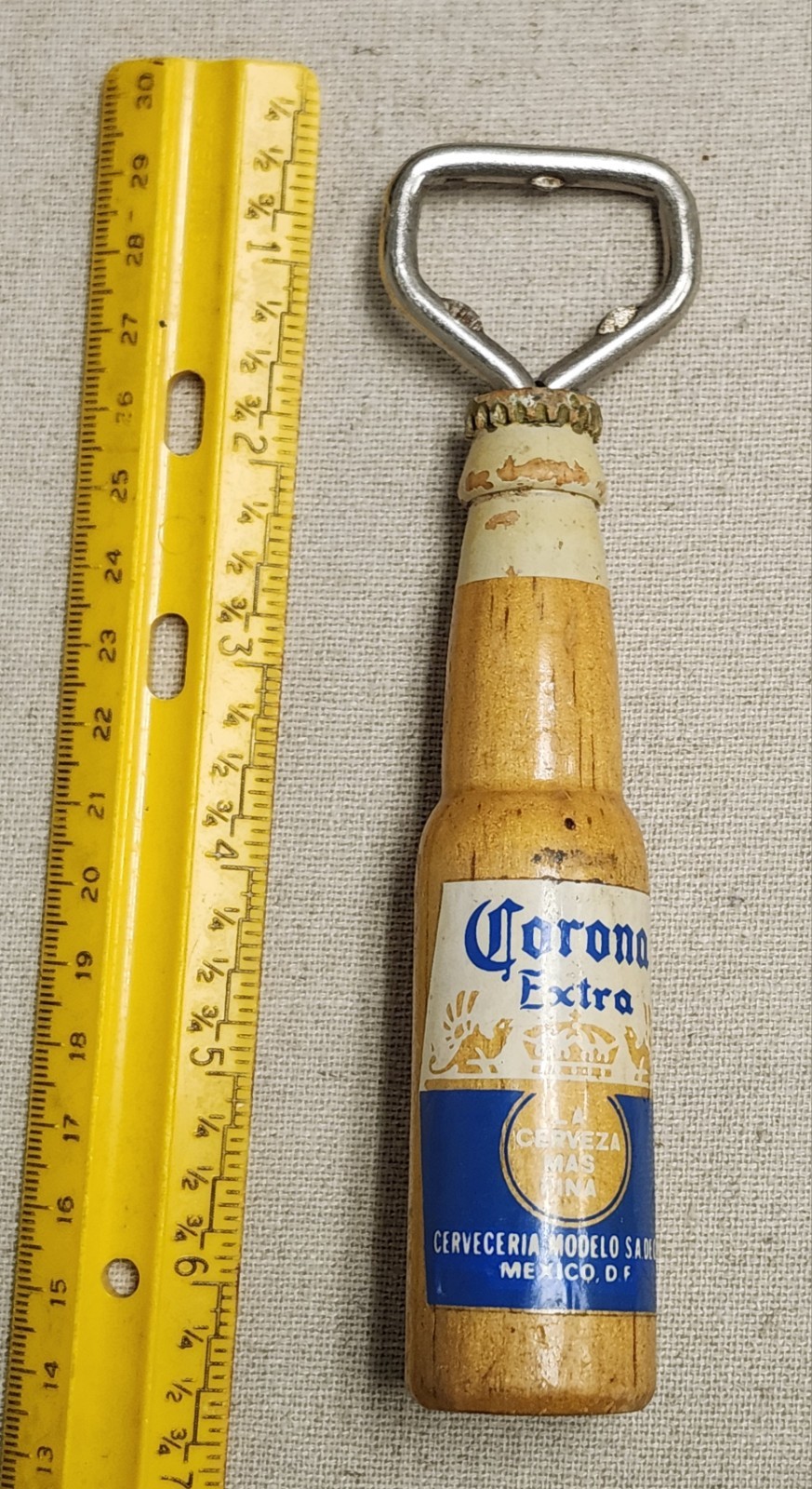 Vintage Corona Extra Beer Wood & Metal Bottle Opener 6.5”