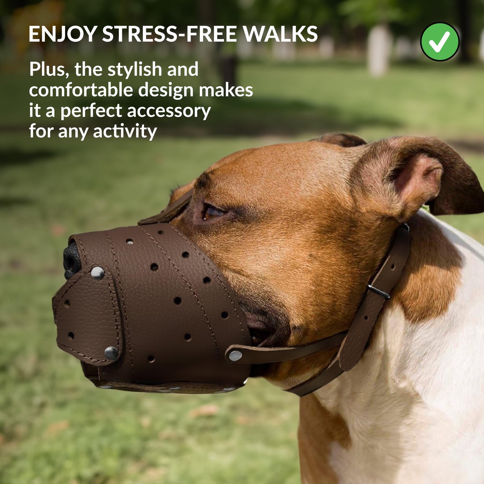 Leather Basket Dog Muzzle for German Shepherd Staffordshire Terrier Pitbull M...
