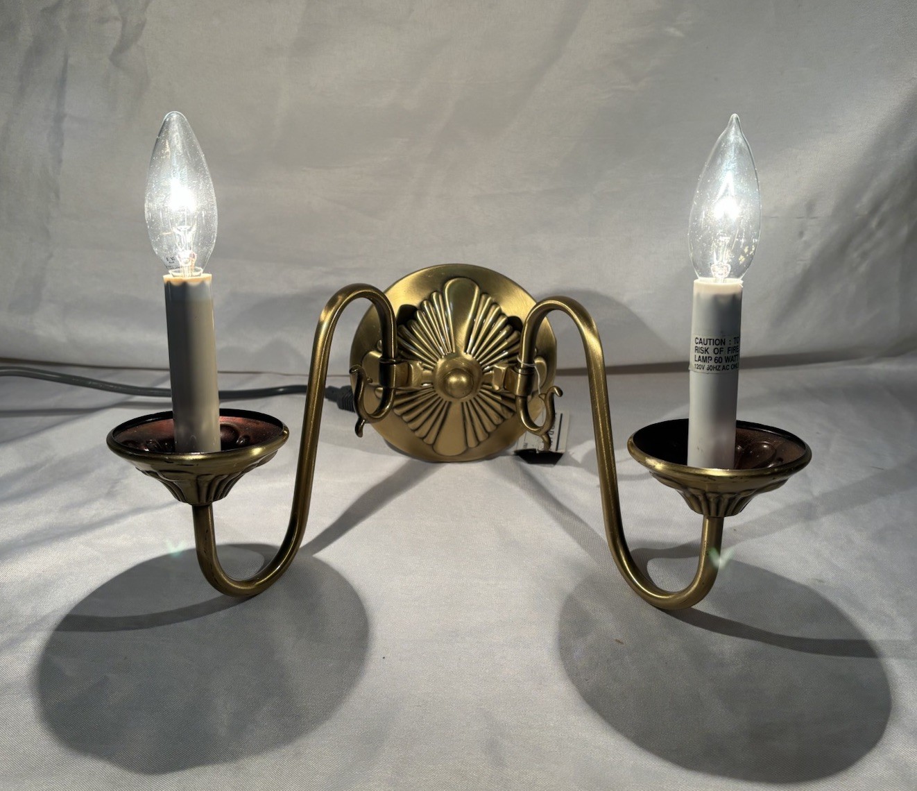 Vintage NOS Murray Feiss Brass Double Wall Sconce 12.5"W 2 Arm