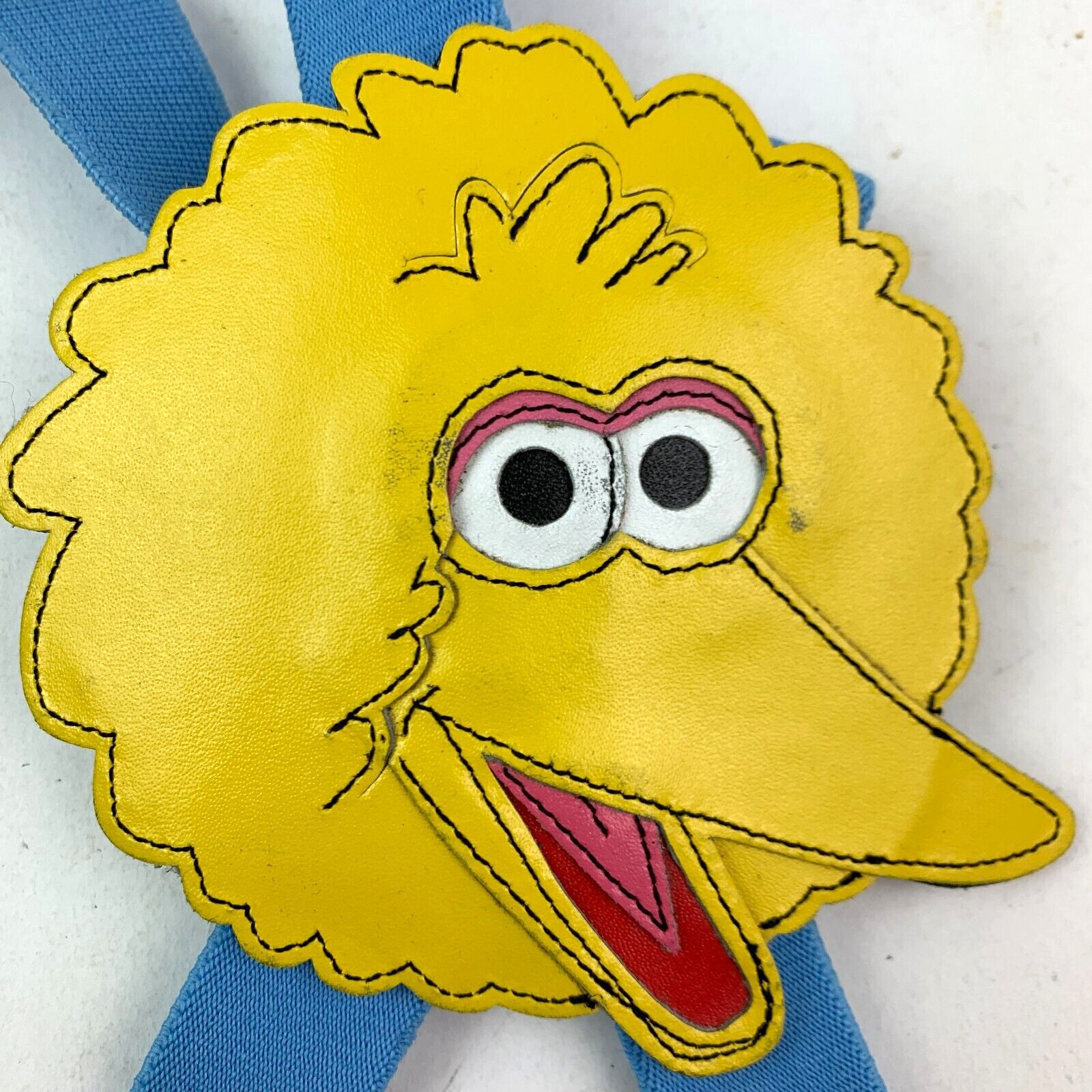 Vintage Sesame Street Big Bird Leather Elastic Boys Adjustable Suspenders