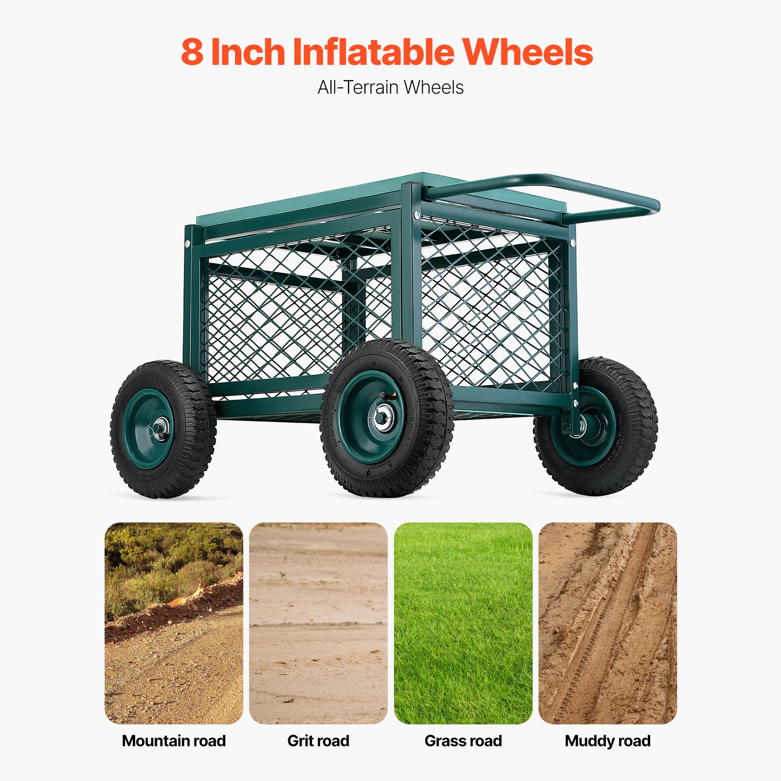 Rolling Garden Seat with Wheel 400LB Heavy Duty Metal Garden Cart with Storage