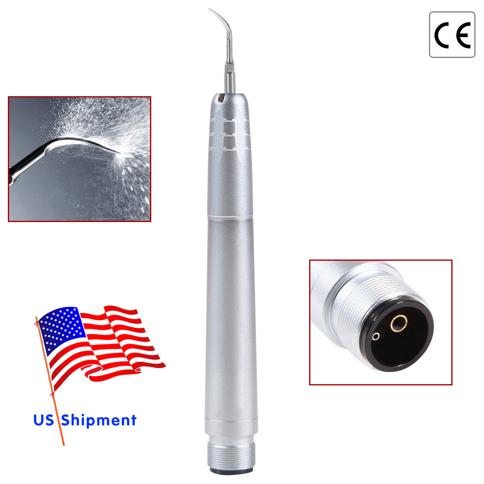 USA Dental Ultrasonic Air Perio Scaler Handpiece Hygienist 2/4-Holes With 3 Tips