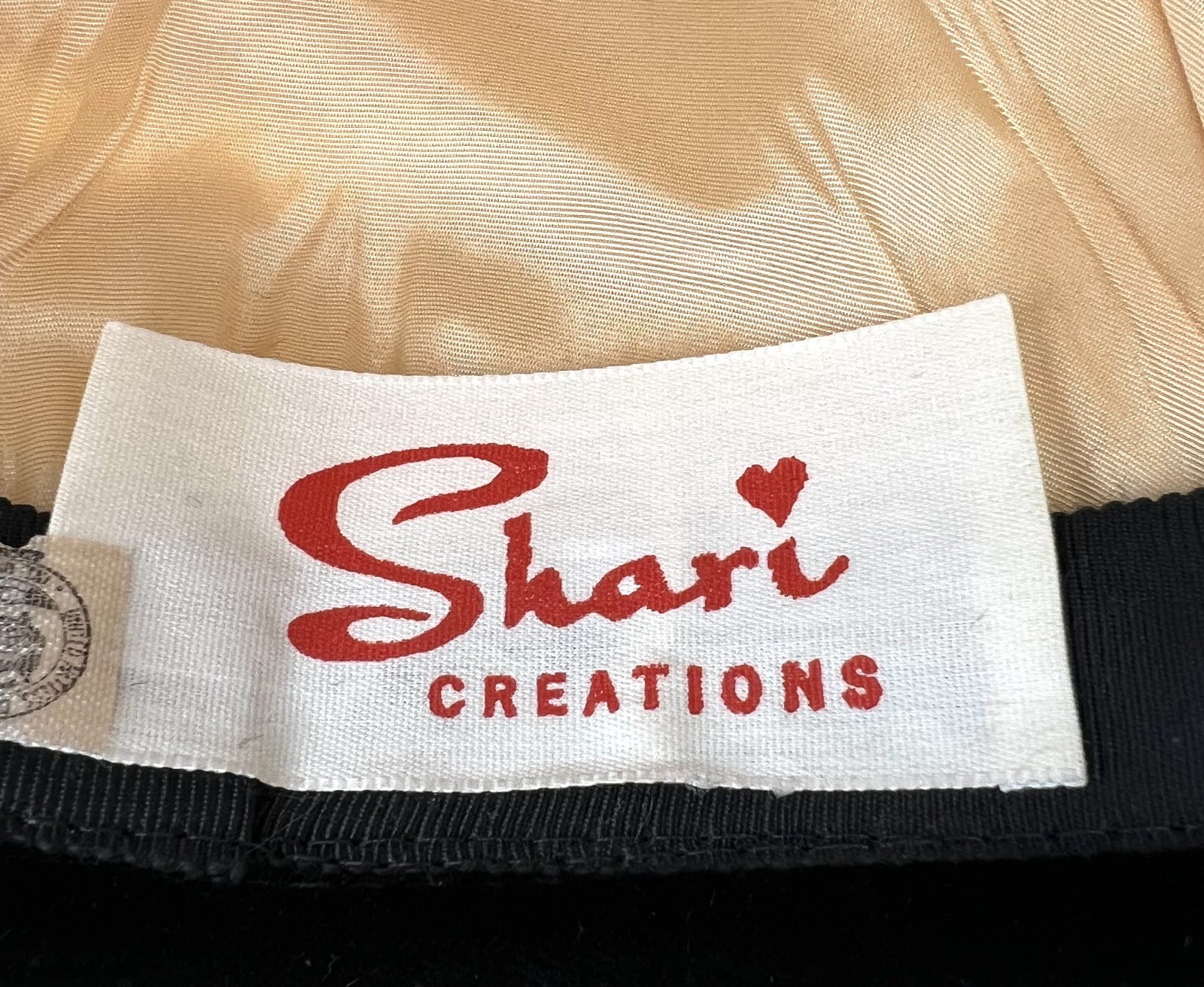 Vintage Shari Creations Turban Hat Black Velvet Cream Copper Satin USA Union