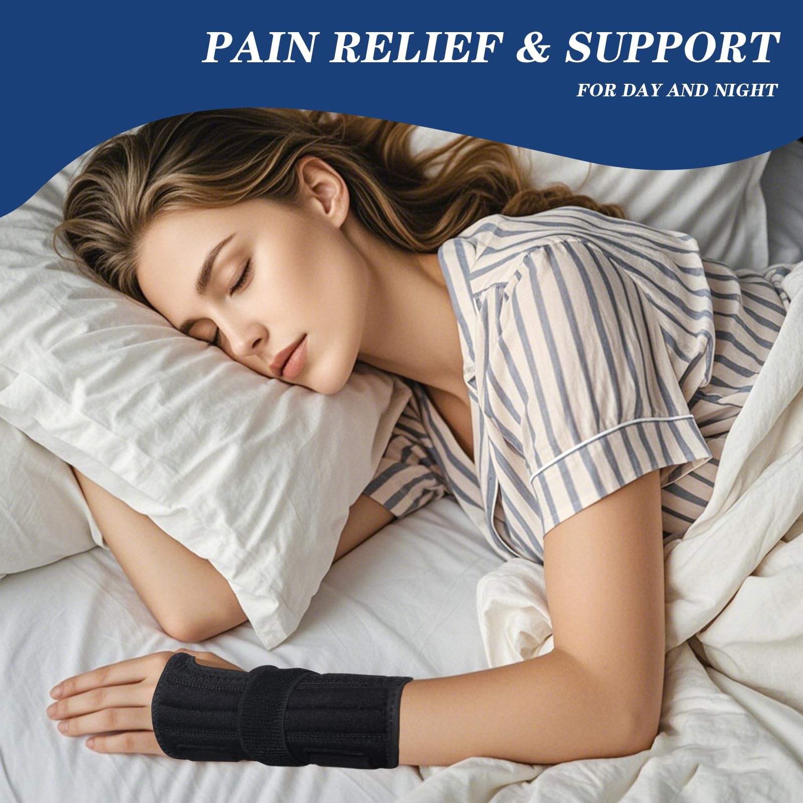 NuCamper Carpal Tunnel Wrist Brace Night Support for Men & S/M, Black-Left