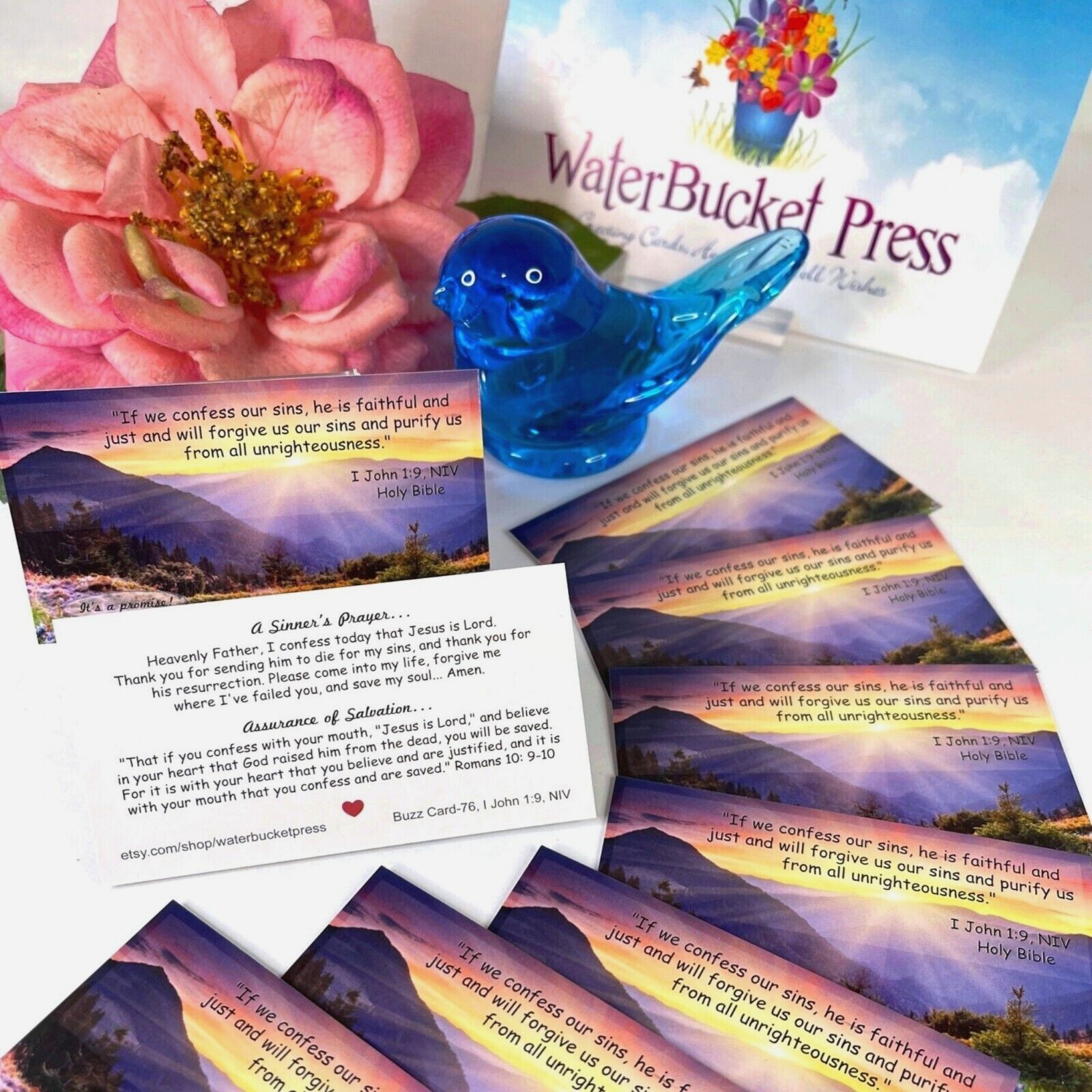 Pocket Prayer Cards, Bible Scripture Cards, A Sinner's Prayer Romans 10:9