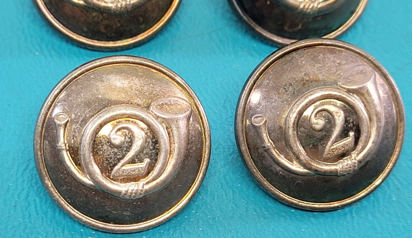 4 Spanish Amer War Army 2nd Light Infantry Buttons Silver Plate TW&W PARIS T1195