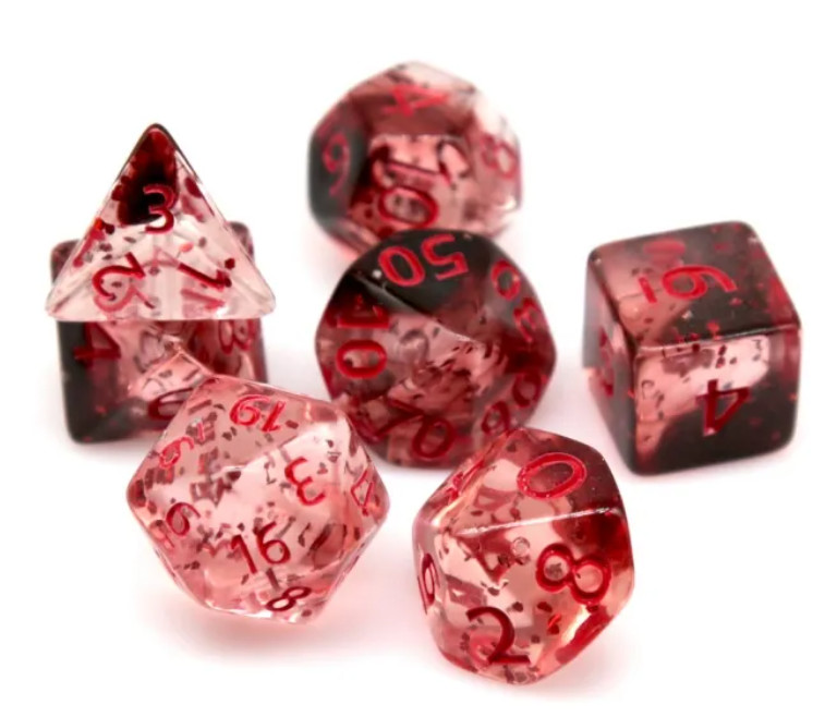 Volcanic Embers DnD Dice Set | Dungeons and Dragons | 7 Die RPG Polyhedral d20 B