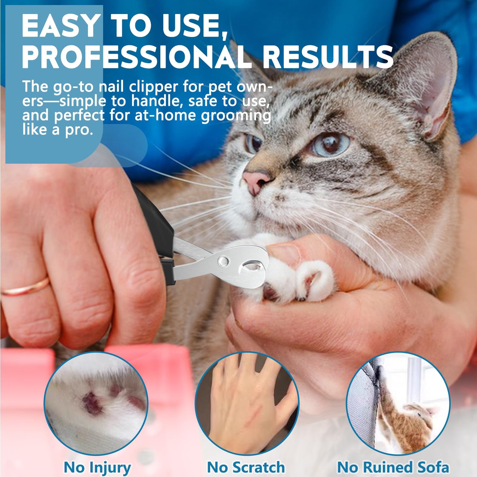 FJCTER Cat Nail Clippers, Professional Pet Claw Clippers for Indoor Cats,