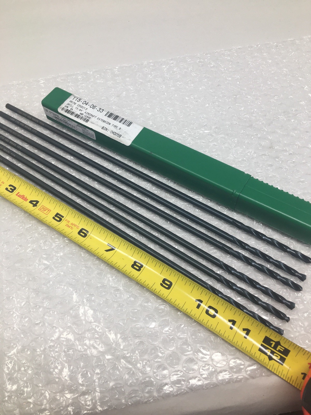 (6) PTD 13/64" Extra Long 12" Length Aircraft Extension Drill Bits, Black Oxide