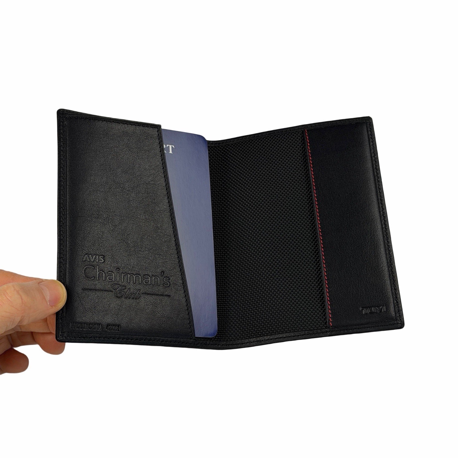 NEW - Tumi Passport Holder Organizer Black Leather - Avis chairman’s Club