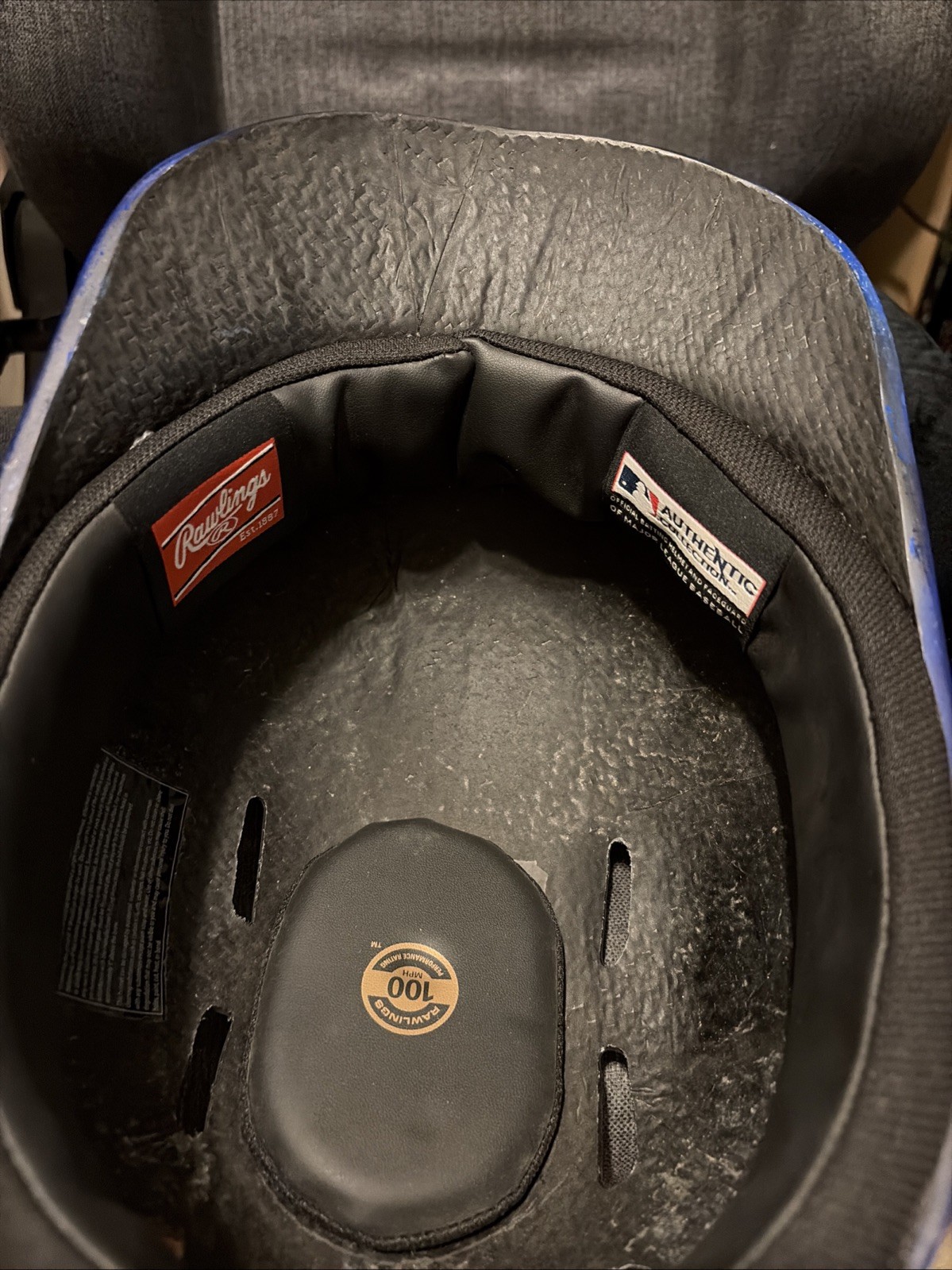 Rare Carson Kelly Chicago Cubs Used Cubs Catching Helmet Skull Cap