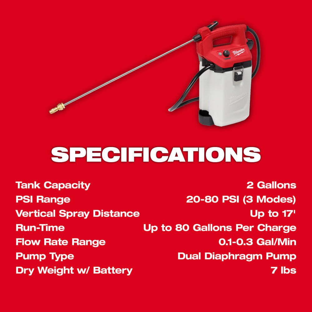 Milwaukee 2528-21G2 12V M12 2 Gallon Handheld Sprayer Kit