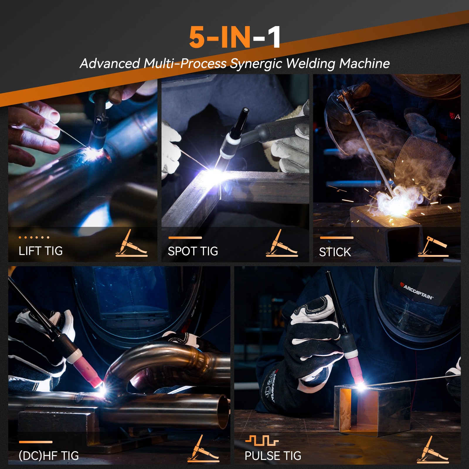 ARCCAPTAIN iControl TIG 205 Pro 5 In 1 Cold Spot Stick/TIG Welder 120V/240V