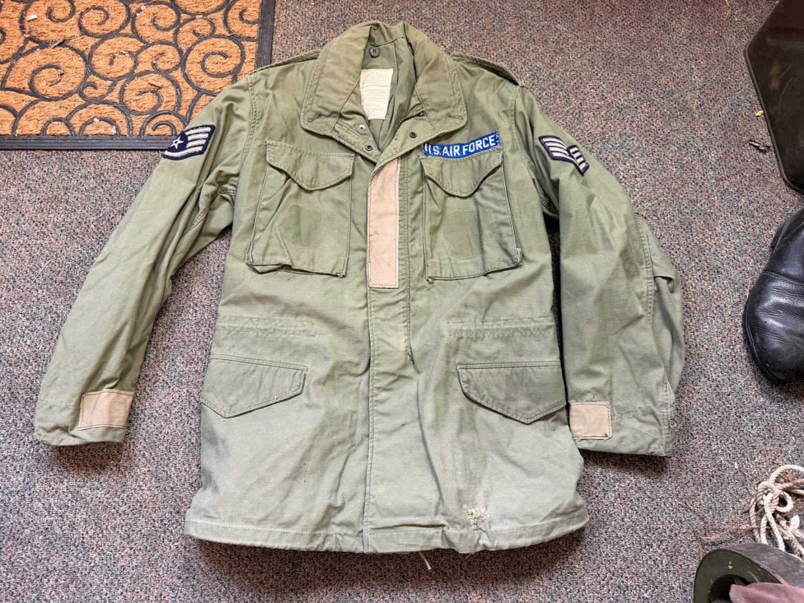 ORIGINAL VIETNAM WAR US ARMY OG-107 COLD WEATHER PARKA-SMALL SHORT