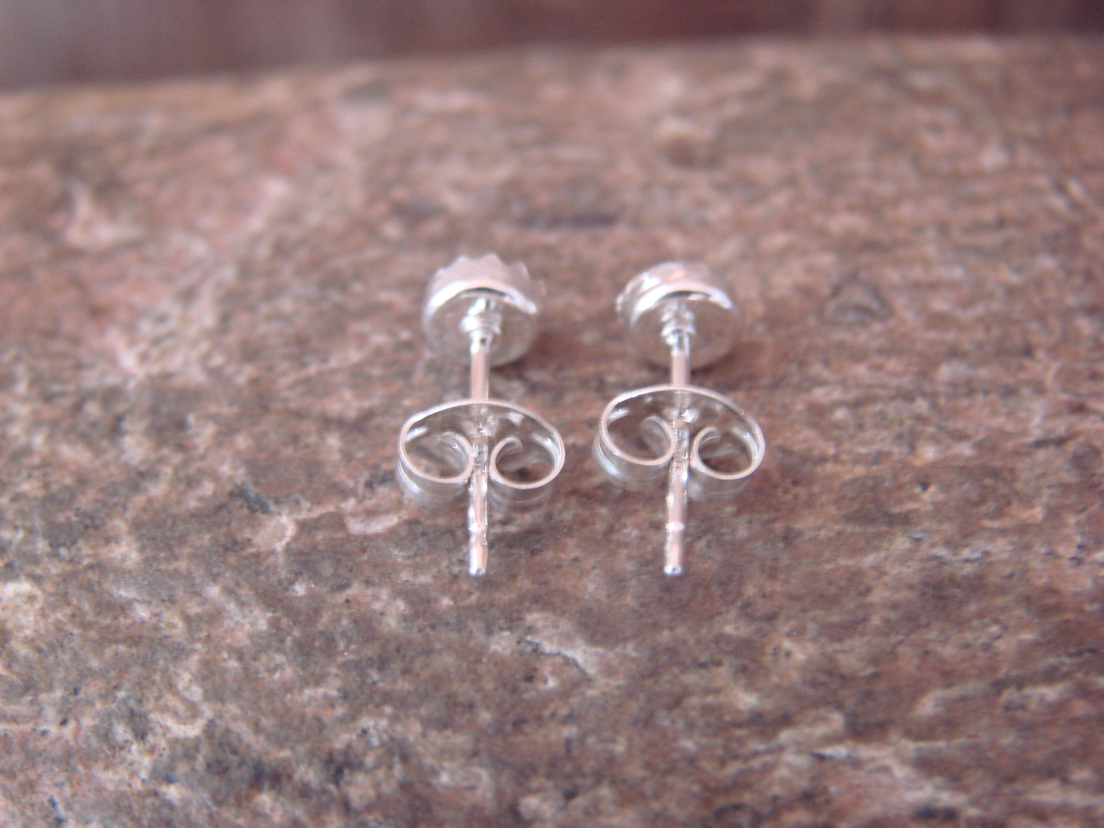 SMALL Navajo Indian Sterling Silver Denim Lapis Dot Post Earrings