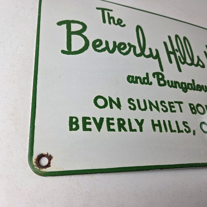 Vintage Beverly Hills Hotel Porcelain Sign - Sunset Boulevard Sign
