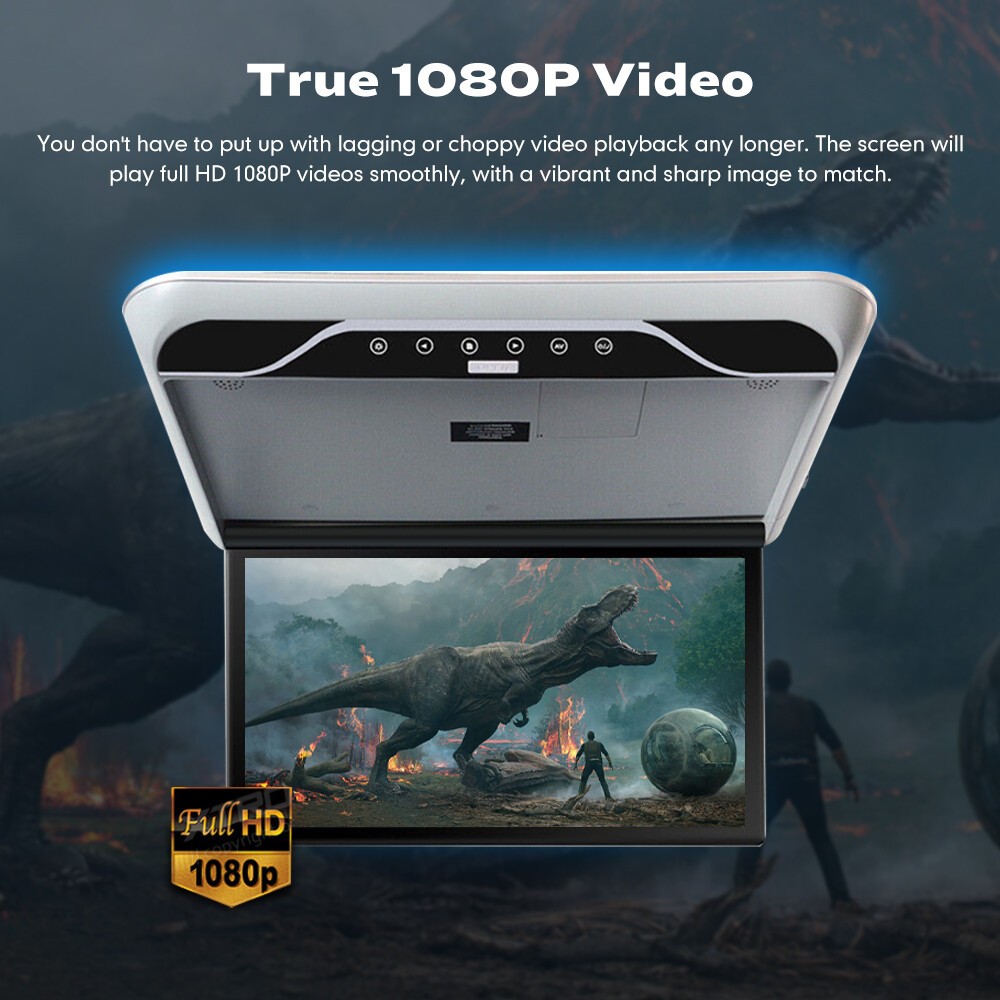 19.5" Overhead Flip Down Car Roof Monitor HD TFT 1080P Screen USB HDMI