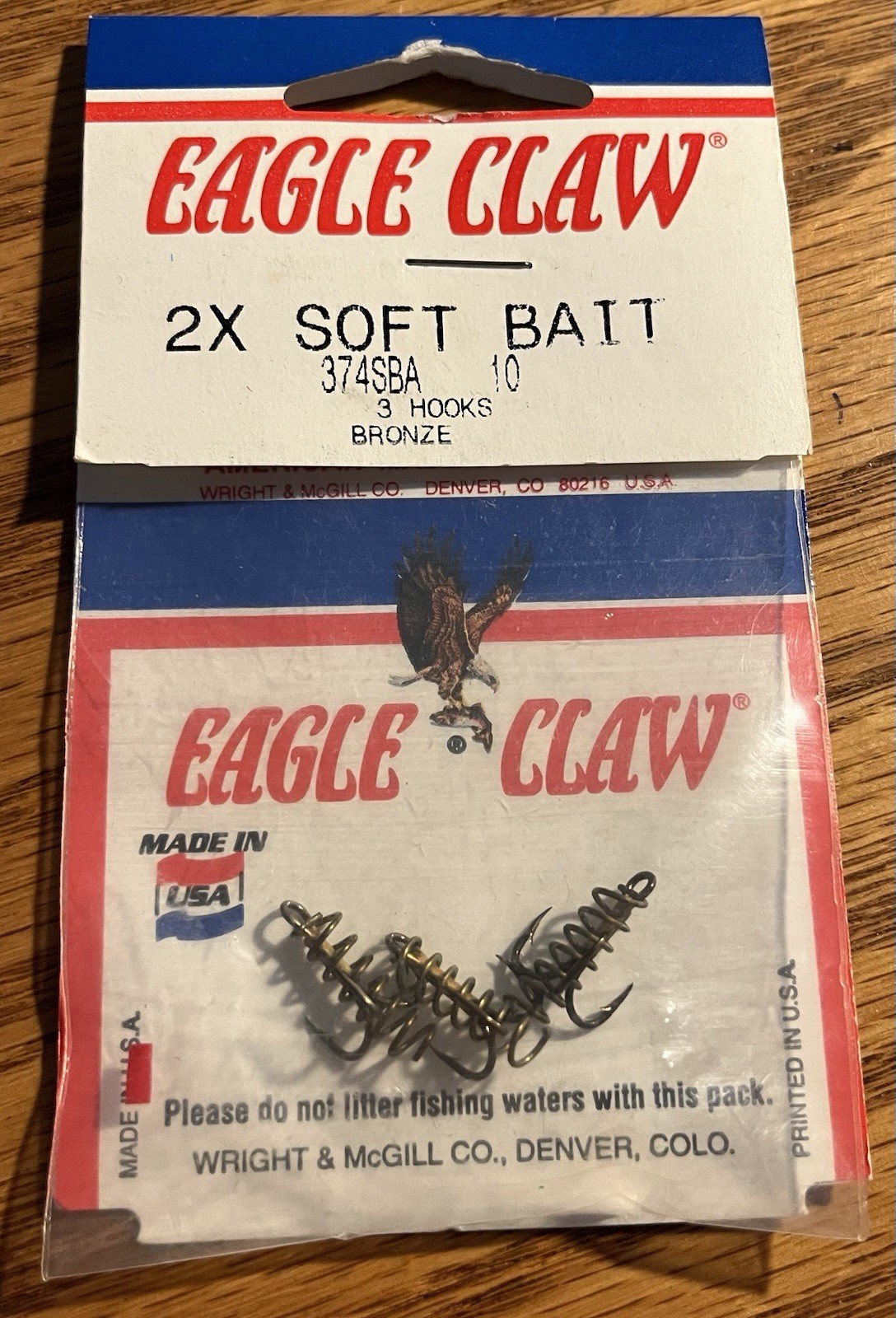 Eagle Claw 2X Soft Bait w/ Spring (3 Hooks) Bronze BNIP Factory Sealed